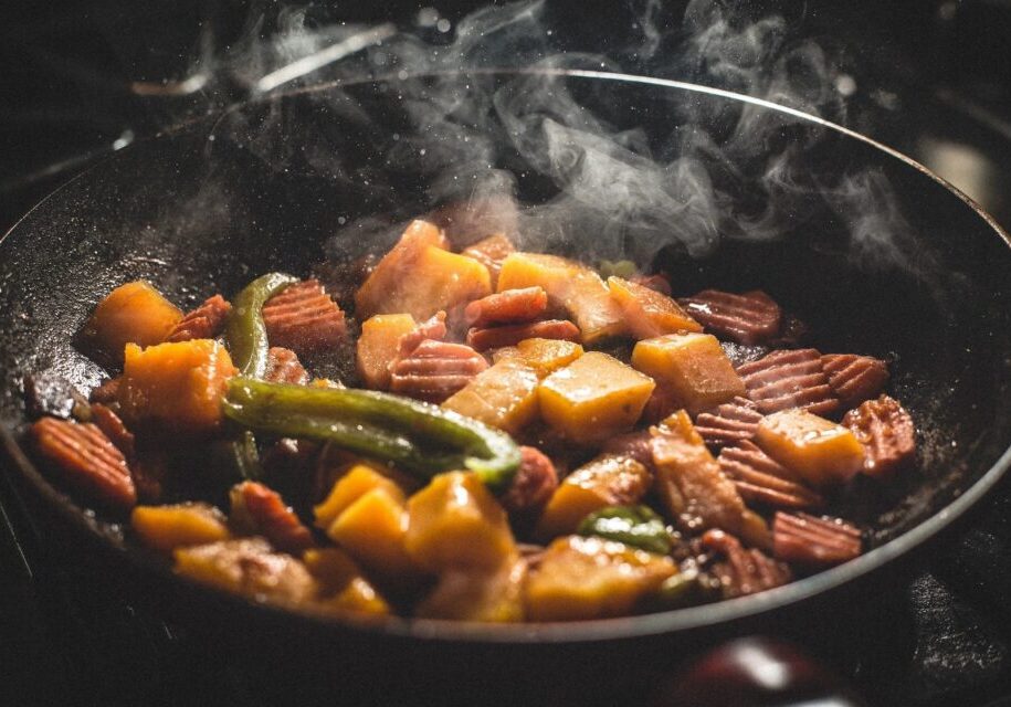 Closeup shot of a dish being cooked